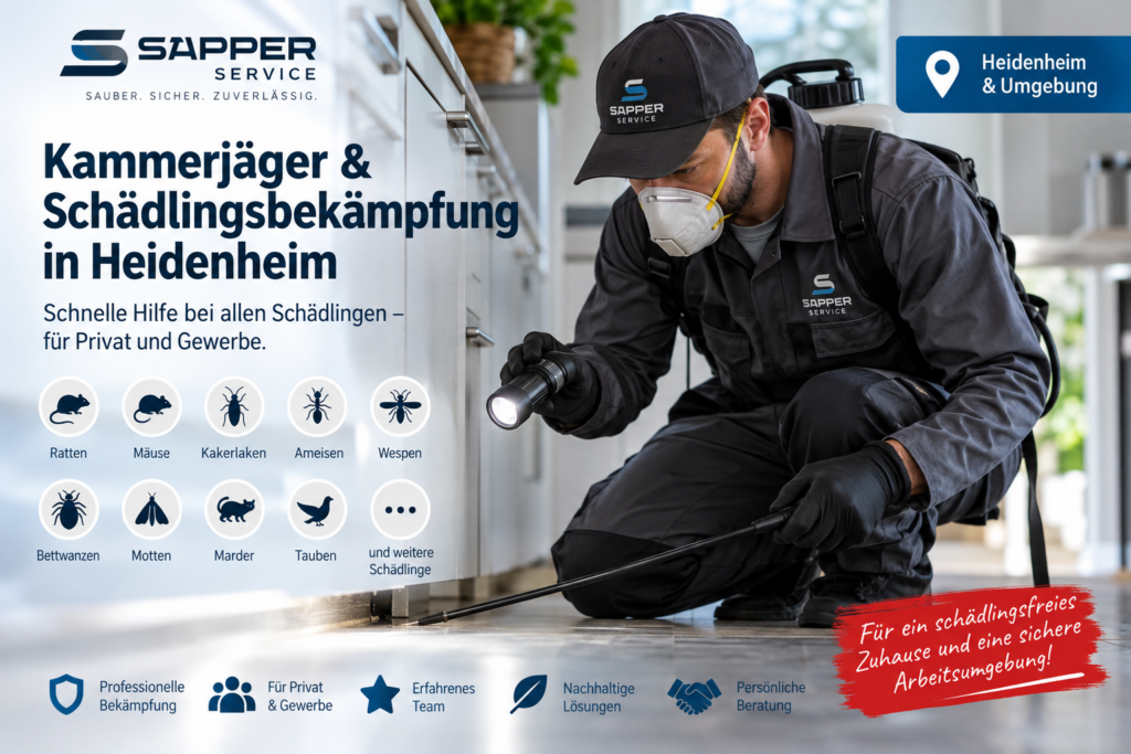 Kammerjäger & Schädlingsbekämpfung in Heidenheim. Sapper Service